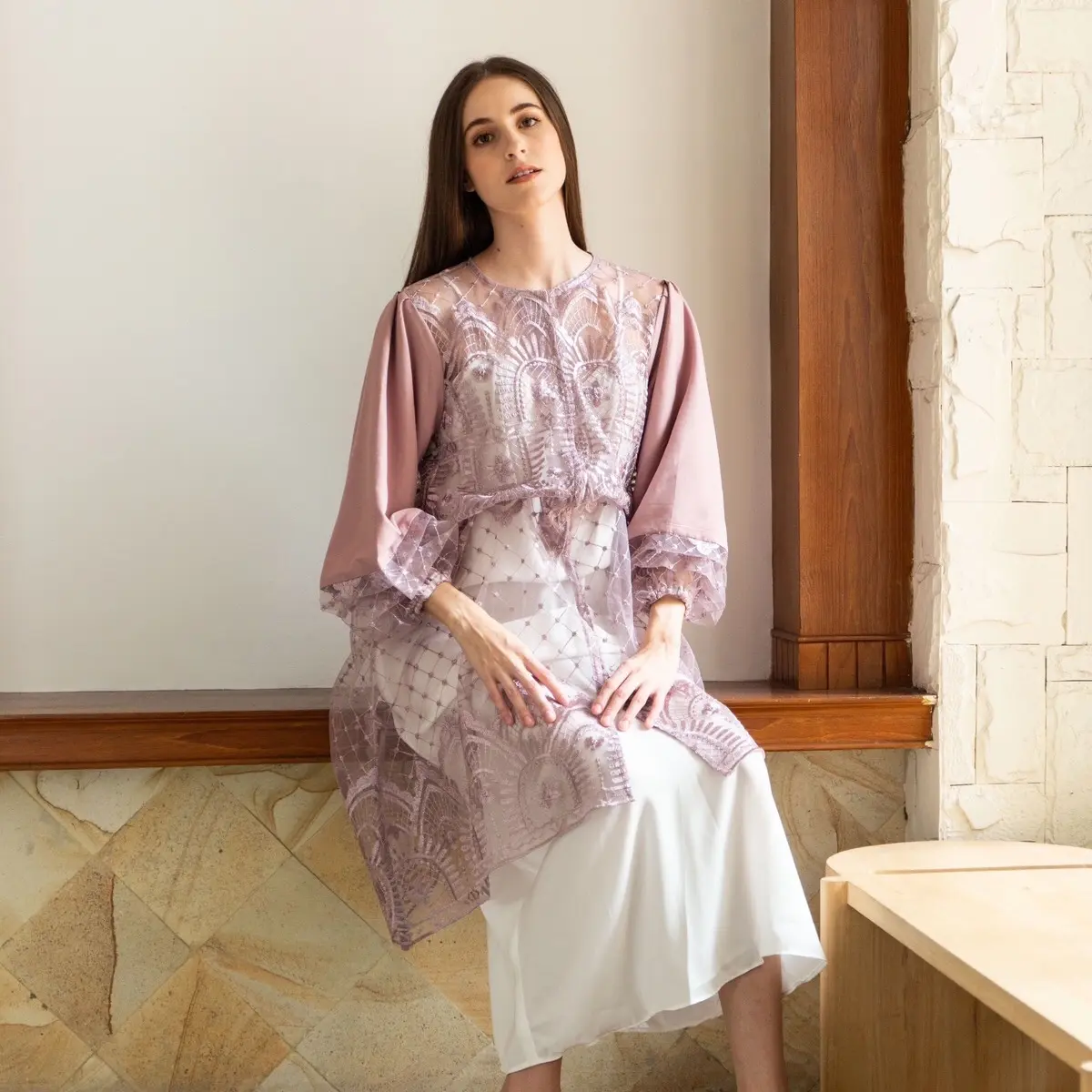 OUTER SOFI LUARAN TULLE CORAK LEBARAN KONDANGAN