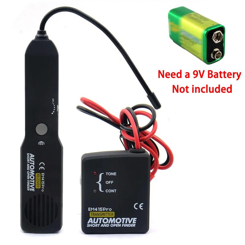 9V Battery Required Short Open Repair Tester Tool, DC 6-42V Tester Cable Wire Short Open Finder, Car Tracer Diagnose Tone Line Finder (without Battery) 3