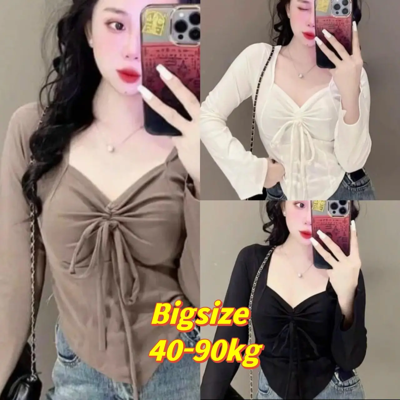 Áo Thun Tăm Lạnh Nữ Có Dây Rút Ngực - Bigsize 45-85kg, Thời Trang Quyến Rũ MS01