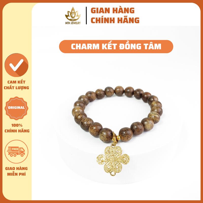 Vòng Tay Trầm Hương Hạt Tròn Đơn Mix Charm Bạc S925 MTH JEWELRY - Vòng Trầm Tốc Việt Đủ Size Nam Nữ, Phụ Kiện Hộp Gấm, Túi Nhung, Lá Bồ Đề, Nụ Trầm, Dây Xâu - Đeo Tay Voi