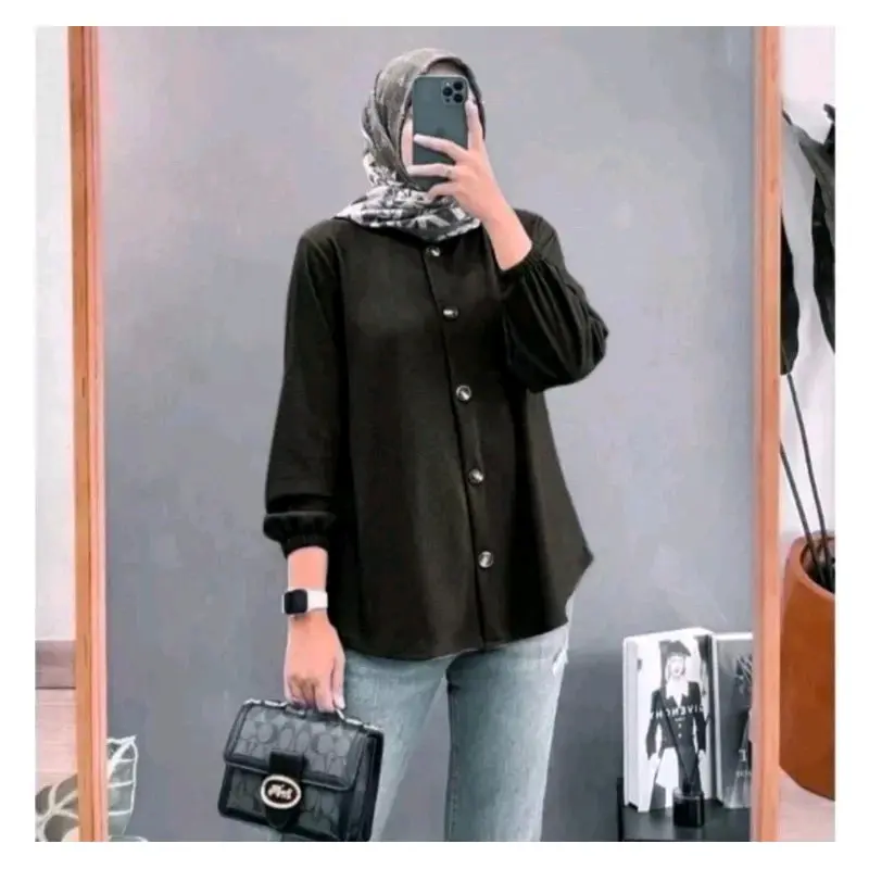 Tunik Crinkle Wanita Big Size Atasan Kemeja Terbaru Kekinian 5