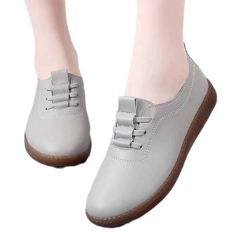 Product Introduction of Soft Leather Women's Shoes Spring and Autumn Flat Women's Shoes Beef Tendon Soft Bottom Gommino Lightweight Middle-Aged Mom Leather Shoes 2