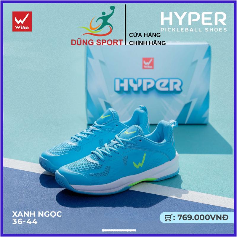Giày Wika Hyper Nam Nữ Chính Hãng Màu Xanh Ngọc - Giày Chơi Pickleball, Bóng Chuyền, Cầu Lông, Bóng Bàn - Đế Eva Giảm Chấn Bám Sân, Da PU Chống Xước - Sneaker Nam - Sport