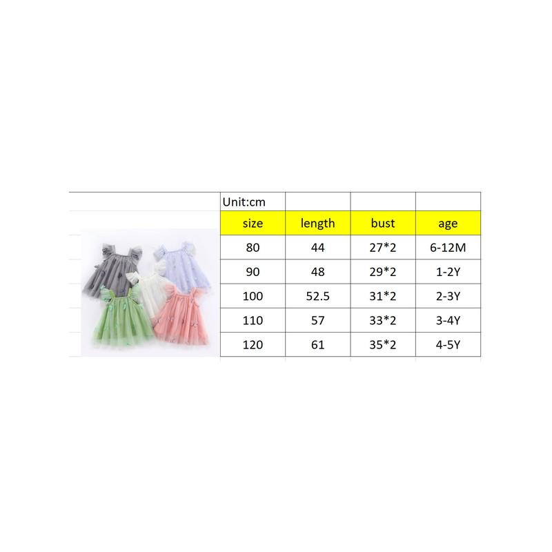 Product Introduction of Baby Girl Tulle Dress Fly Sleeve Square Neck Tutu Dress 3D Flower/Butterfly Party Dress 0