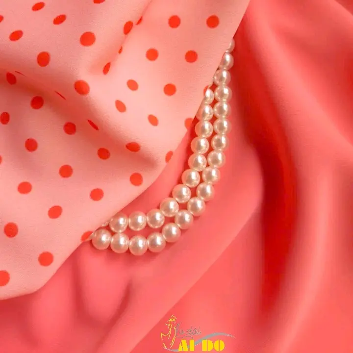 Vải áo dài lụa Chấm bi. Combo 1 bộ vải áo dài giá 250k 1 set TẶNG kèm Chuỗi ngọc/ Khăn lụa/ Ngọc bội liên hoa/ Hoa cài áo/ Cài tóc cùng tông.  (tặng ngẫu nhiên)