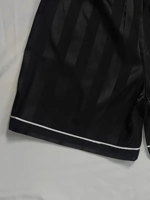 Three-Piece Set Men's All Over Print Button Front Pyjamas Set, Casual Pocket Shirt & Elastic Waist Pants & Contrast Binding Shorts, Men's Sleepwear Set for Summer 8