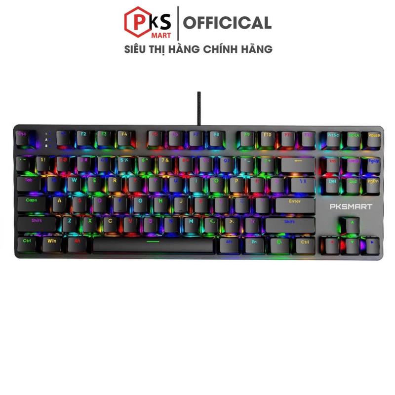 PKSMART K87 - Bàn Phím Cơ  Gaming TKL Có Dây  - LED RGB 15 Hiệu Ứng - Đổi 8 Màu LED - Anti-Ghosting Full Phím - Hotswap - BLUE/RED SWITCH - Dùng Cho Máy Tính Laptop Màu Đen