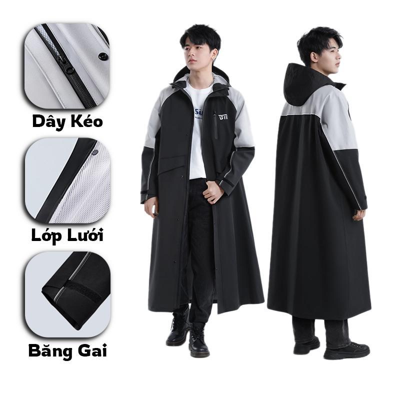 Áo Mưa Ích Kỷ 1 Người Cao Cấp Lót Lớp Lưới Tản Nhiệt Thoáng Khí ( Áo Mưa Măng Tô Khóa Kéo Dây Rút Túi Rộng Chống Nước )