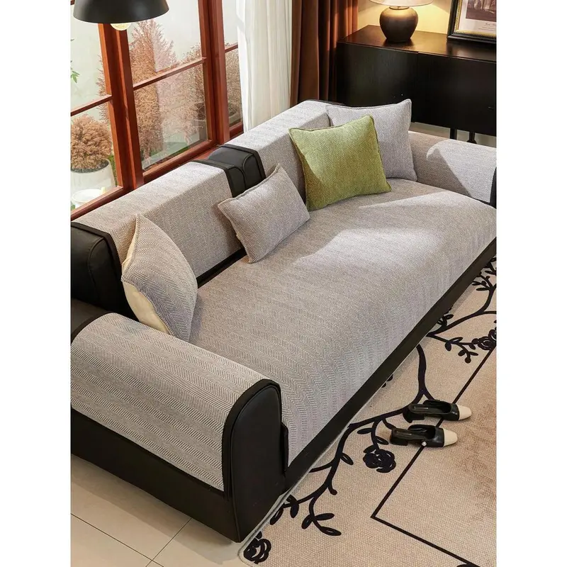 Vintage Style Thickened Sofa Cover-1 Piece, Modern Simplistic, All-Season Pet-Friendly Sofa Protector For Armchair To 4-Seater Sectional Sofas, High Weight (>500g/ ㎡ ) Polyester Fabric, Machine Washable Home & Office Furniture Cover Decor 6