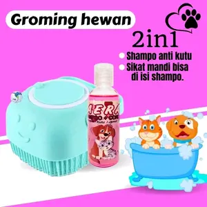 sikat sisir mandi kucing anjing groming shampo