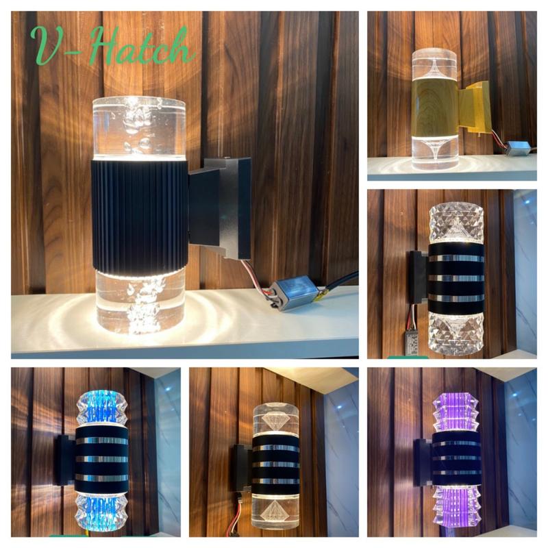 Đèn tường chày pha lê hắt 2 đầu trang trí nội ngoại thất kt220x90x150mm. Đèn treo tường đẹp