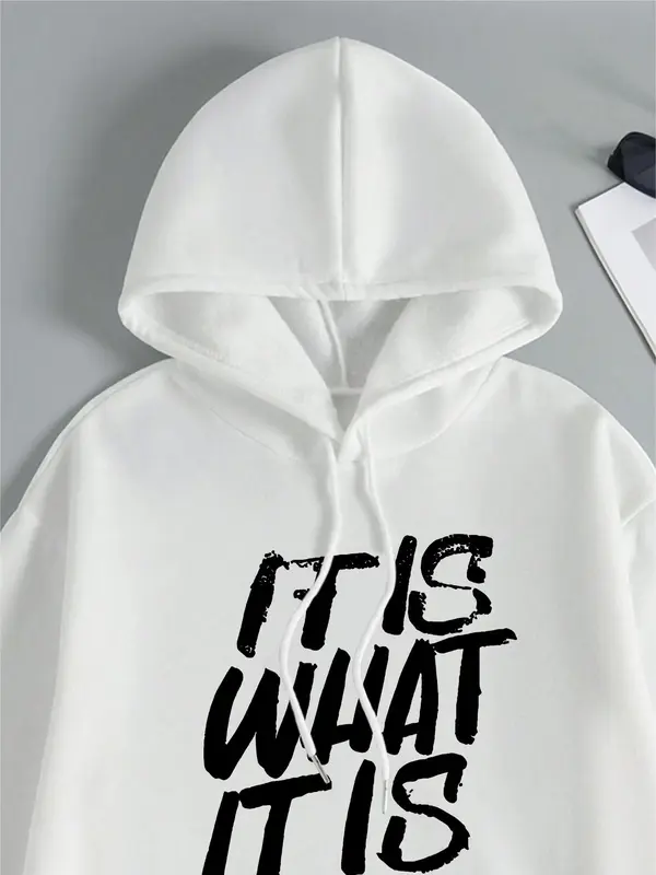 【Plus Size】 Letter Print Pocket Hooded Sweatshirt & Sweatpants Set, Casual Long Sleeve Pullover & Jogger Pants, Women's Fall & Winter Clothes for Daily Wear 2