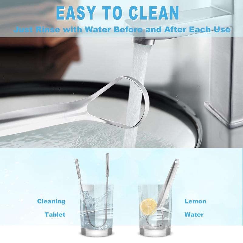Stainless Steel Tongue Scraper with Storage Box, 2pcs/set Portable Tongue Cleaner, Oral Care Tool for Travel & Home 5