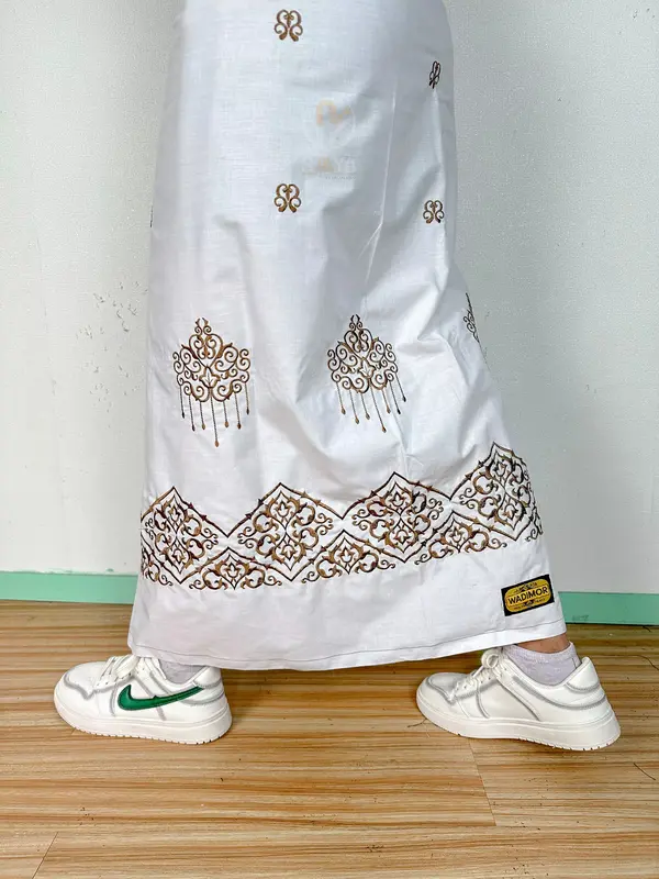 sarung bordir wadimor motif Arabic bordir dewasa Katun Lembut pintu aceh Muslim Pria Hitam Navy songket timbul putih santri 3