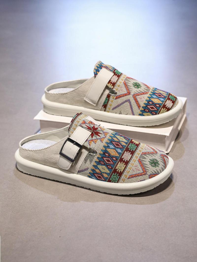Product Introduction of Men's Fashionable Ethnic Pattern Slides, Casual Comfortable Breathable Lightweight Slides, Fashionable Slides for Daily Wear, Slippers, Boy 7