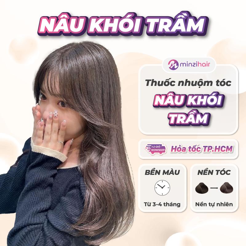  Thuốc nhuộm tóc màu Nâu khói trầm Minzihair  - Lên từ nền đen tự nhiên - Không cần tẩy - Bền màu 3-4 tháng 