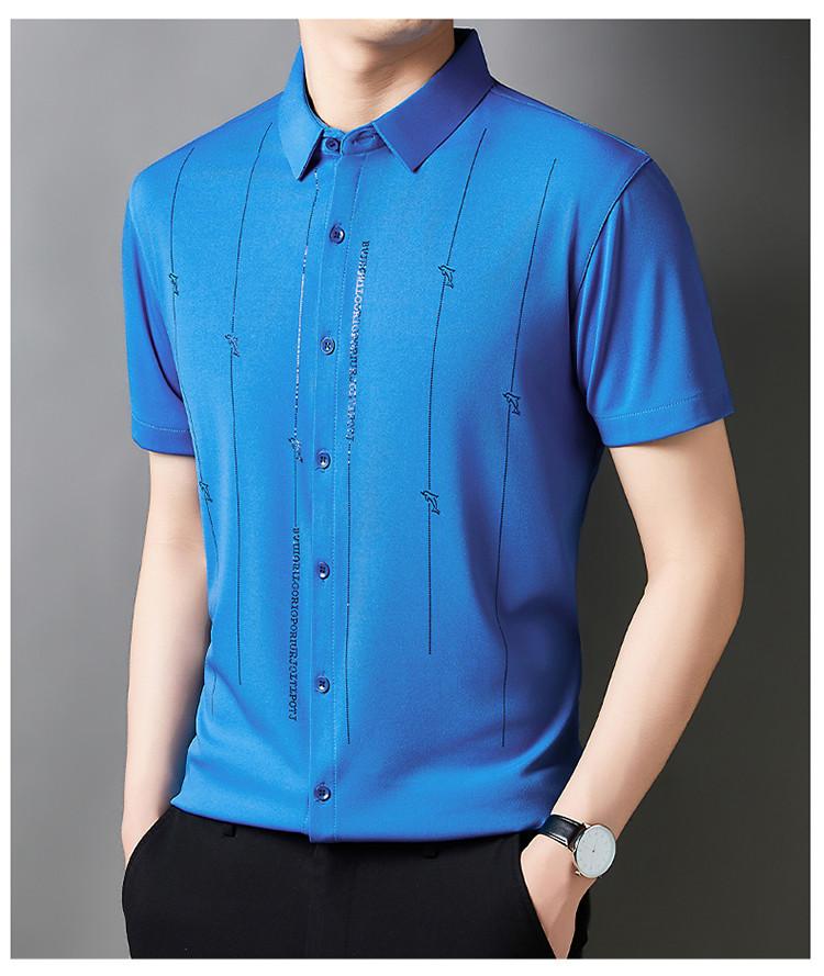 Product Introduction of Men's Casual Polo Shirt Short Sleeve Breathable Easy Versatile Striped Design 6