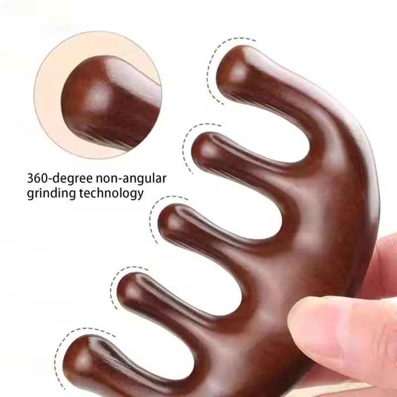 Lược Mát Xa Kinh Tuyến Cơ Thể, Thiết Kế Năm Răng,  Răng Rộng,Thích Hợp Mát Xa Tóc,Vật liệu nhựa 4