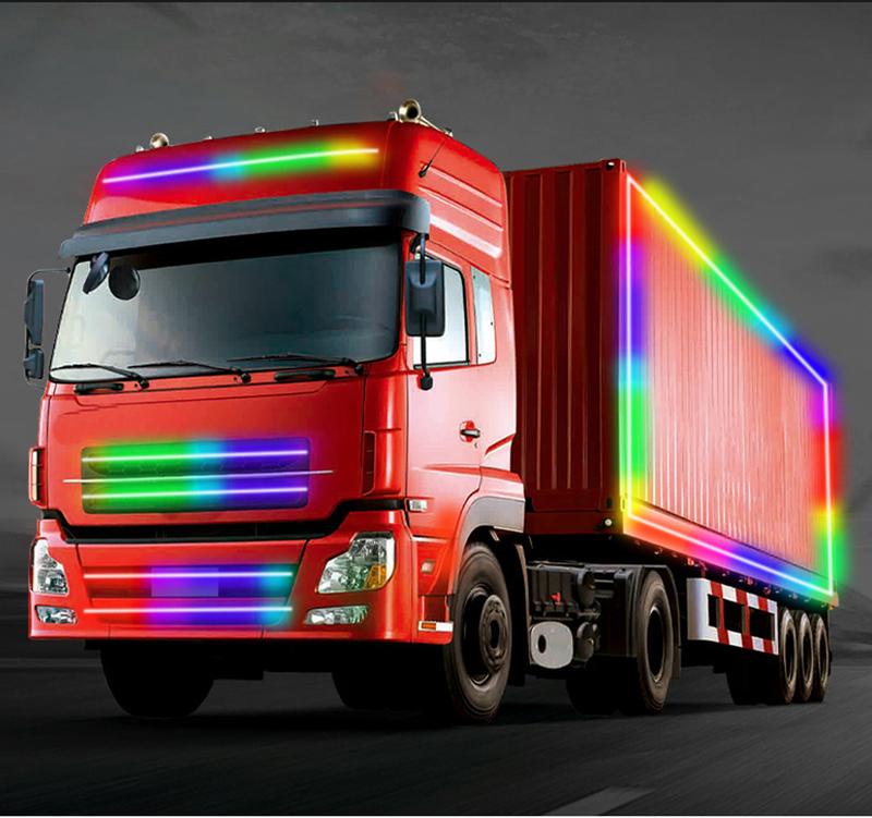 Product Introduction of MOMO Atmosphere Lamp 24V Strobe Running Streamer Strip For Car Van Truck Decoration Dynamic Colorful Led Light 25
