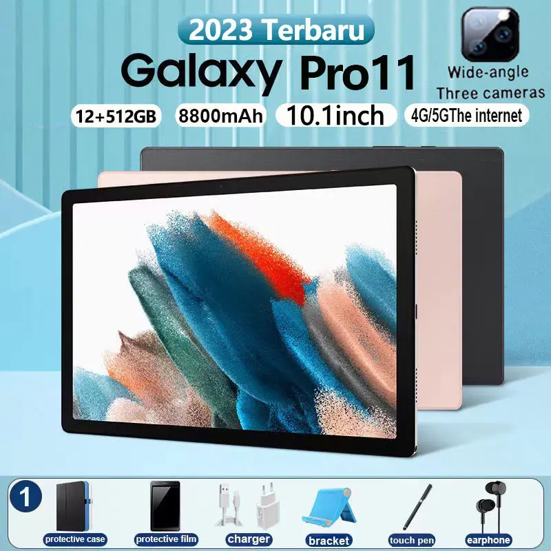 [PROMO]Tablet 5G Baru Galaxy Pro11 Tab 10.1inch RAM 12GB+512GB ROM Wifi 5G Dual SIM Tablet Untuk Anak Belajar Tablet Android Gaming