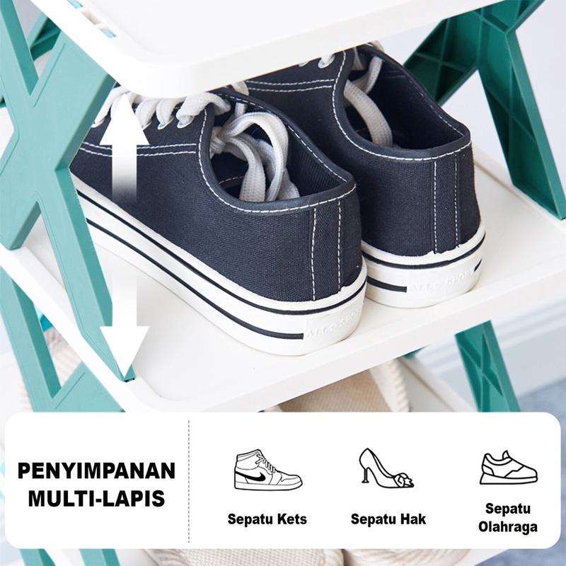 Rak Sepatu Plastik Minimalis X4 X5 X6 X7 Susun Tempat Sepatu Sandal Serbaguna 6