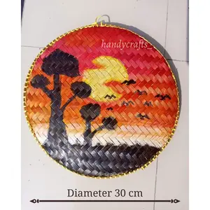 Tampah Bambu Kecil Lukis Diameter 30 cm, Tampah Lukis Prakarya Kerajinan Tangan