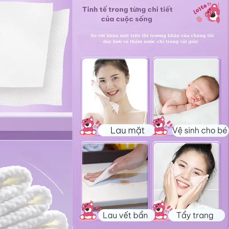 Khăn lau mặt đa năng Gấu Dâu Lotso treo tường ( Phiên bản mới 800G )  Nhà Tắm 7