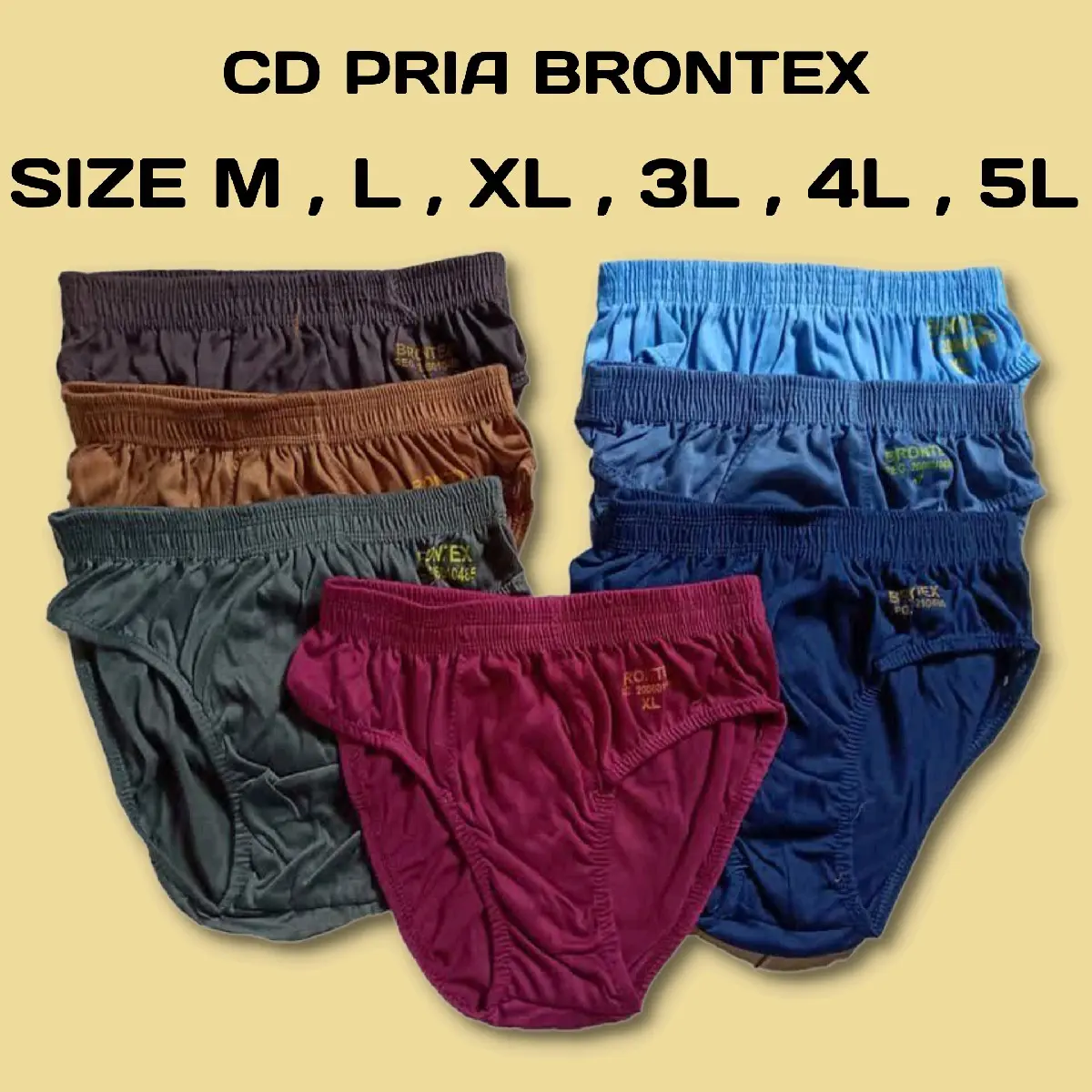 12 Pcs celana dalam pria lembaran Murah BRONTEX size S M L XL 3L 4L 5L Cowok Basic Boxer selem  pak
