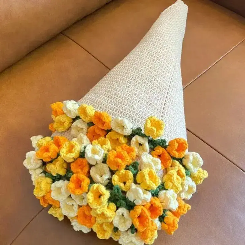 70cm Rose Lily of the Valley Flower Blanket Kit Crochet Gift for Girlfriend Boyfriend Handmade 5