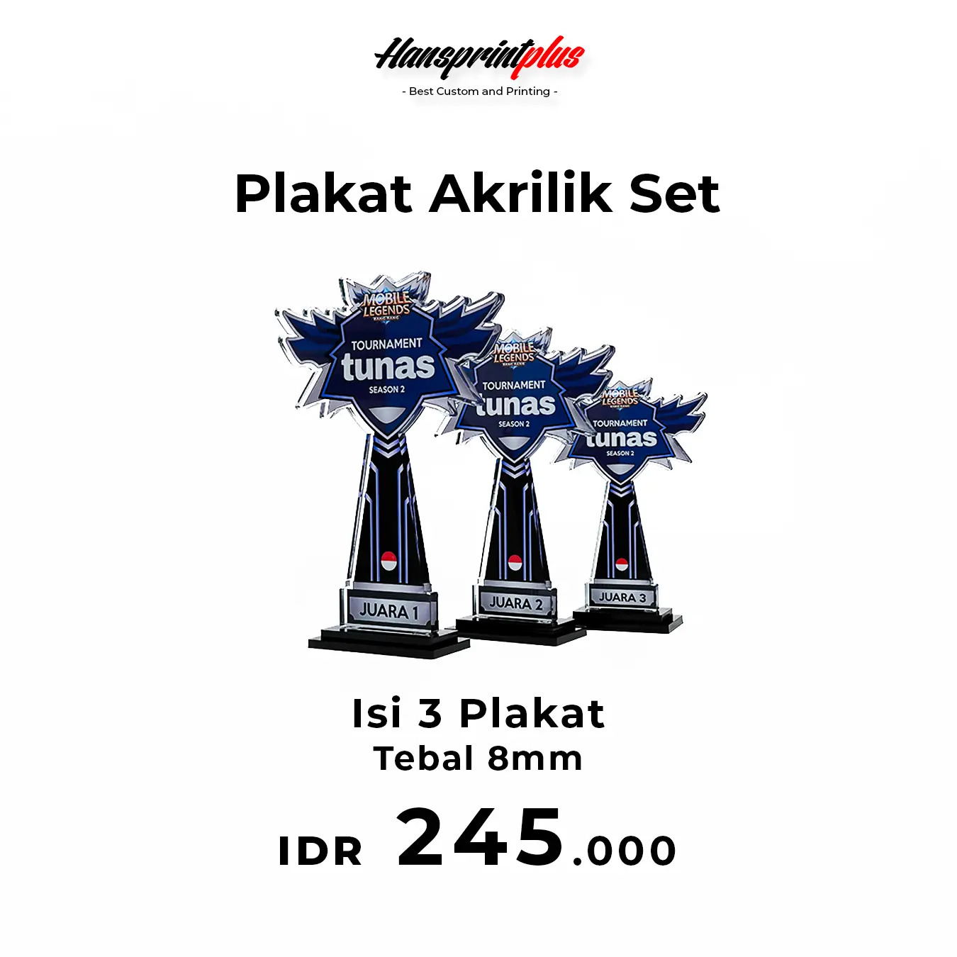 Trophy Akrilik Custom 1 Set ( isi 3 )