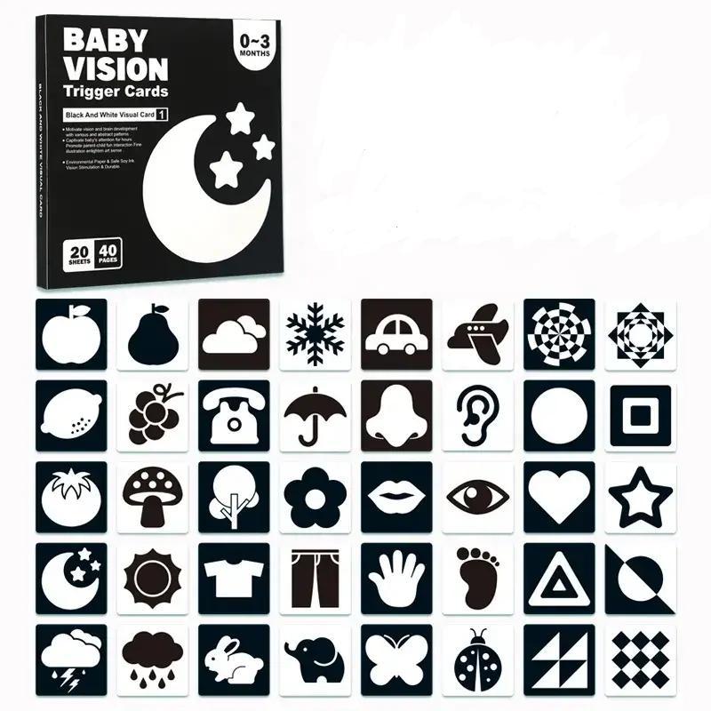 Product Introduction of High Contrast Baby Flashcards, 1 Set Brain Development Toy, Visual Stimulation Learning Activity Cards 15