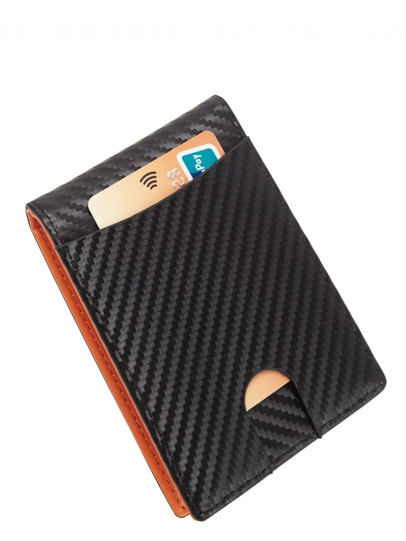 Men's Minimalist Carbon Fiber Card Holder, Slim Compact Wallet with Money Clip, Casual Trendy Versatile High-quality Daily Wallet