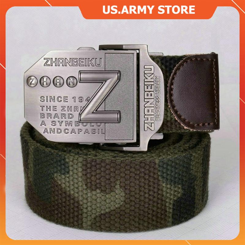 Thắt Lưng Nam Vải Bố Phong Cách US ARMY, Dây Nịt Nam Vải Dù Khóa ZHANBEIKU Chống Ghỉ