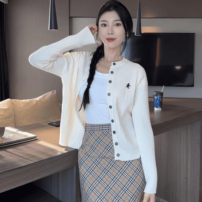 Áo Cardigan Dệt Kim Thêu Phong Cách Hàn Quốc, Dành Cho Nữ, Thời Trang Mới Mùa Thu, Dễ Phối Đồ Phong Cách Phương Tây, Bó Sát, Chống Lão Hóa, Áo Len Dài Tay Áo, Thời Trang Women Top Khuy 3