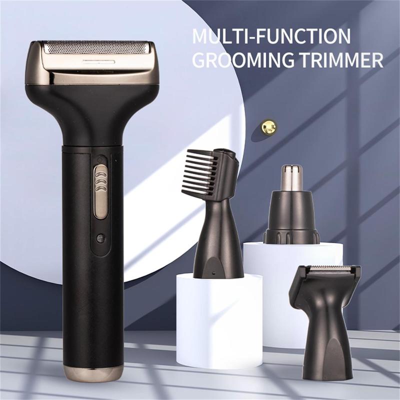 Product Introduction of Electric Razor, 1 Set 4 in 1 Wet & Dry Cordless Hair Shaver for Eyebrows Nose Face Beard, Portable Full Body Hair Trimmer 15