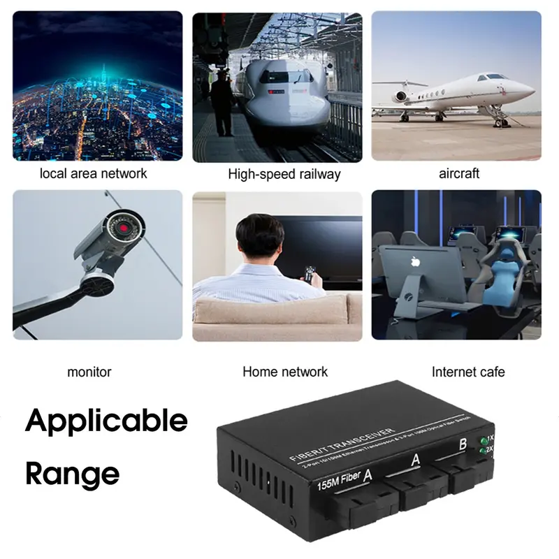 3F2E Fiber Optik Media  Converter Single Mode 2 Rj45 Dan 3 Sc Port 10/100Mbps Asli Import 2