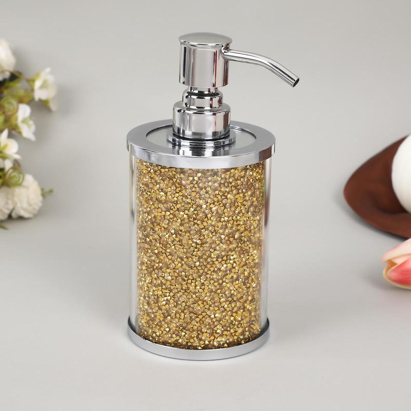 Glitter Bathroom Soap Dispenser, 2 Counts Press Type Soap Dispenser, Bathroom Supplies for Home Hotel 5