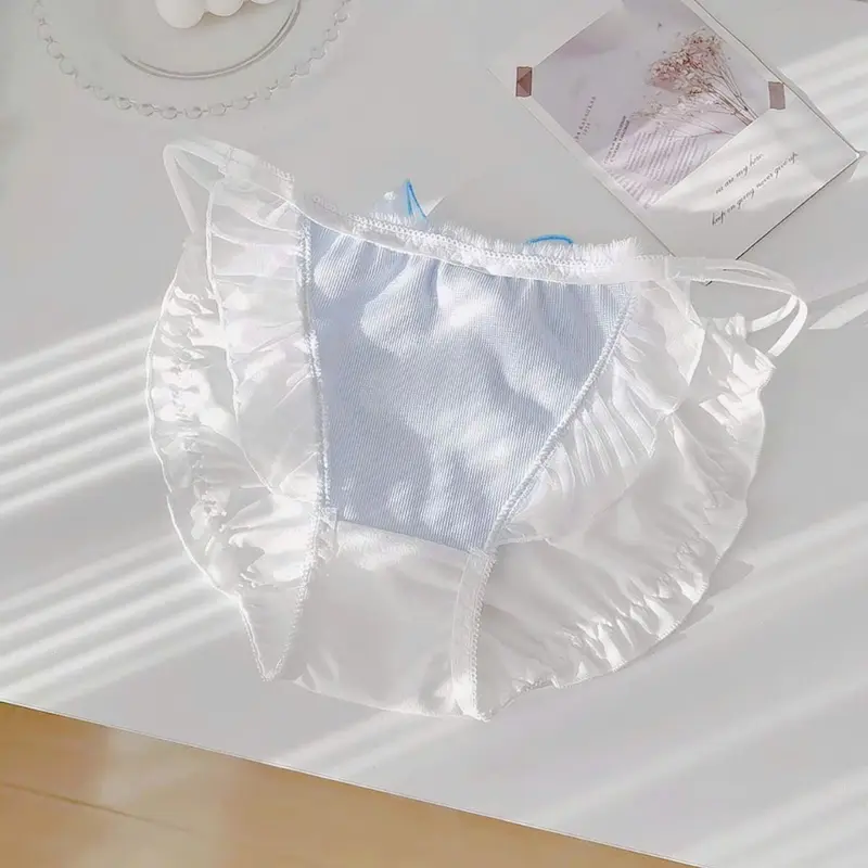 [Bᶖg SIZE] QUẦN LÓT NỮ DÂY SƯỜN ĐÔI ĐÍNH NƠ HOẠ TIẾT LÔNG VŨ LẠ MẮT, PHONG CÁCH NHẬT DỄ THƯƠNG 8
