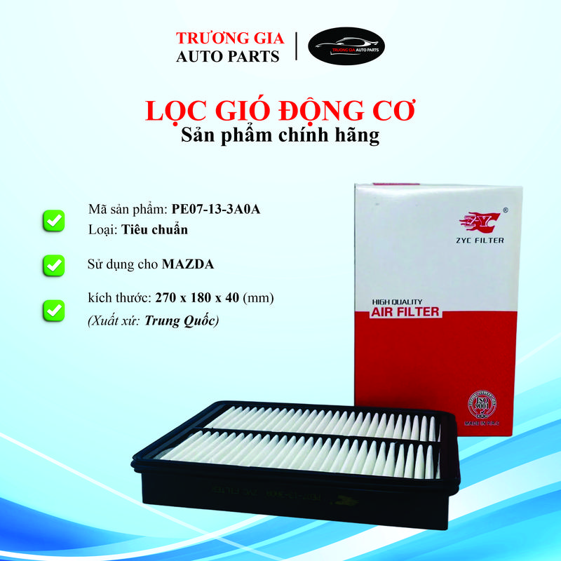 Lọc gió động cơ cho xe Mazda 6, CX5, CX8 ~2024 và Mazda 3 2.0L ~2019 (Mã: PE07-13-3A0A)