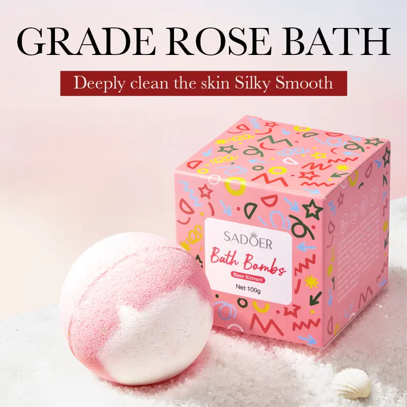 100g Natural Rose Extract Bath Bombs Long Moisturizing Soften Keratin Hydrate Gentle Cleaning Whitening Finesse Rich Creamy Foam Tender Delicate Fragrant