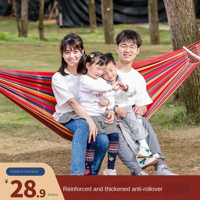 Hammock Outdoor Swing Outdoor Picnic Beach Indoor Anti-Flip Dormitory Adult and Children Glider Hanging Basket Removable and Washable 4