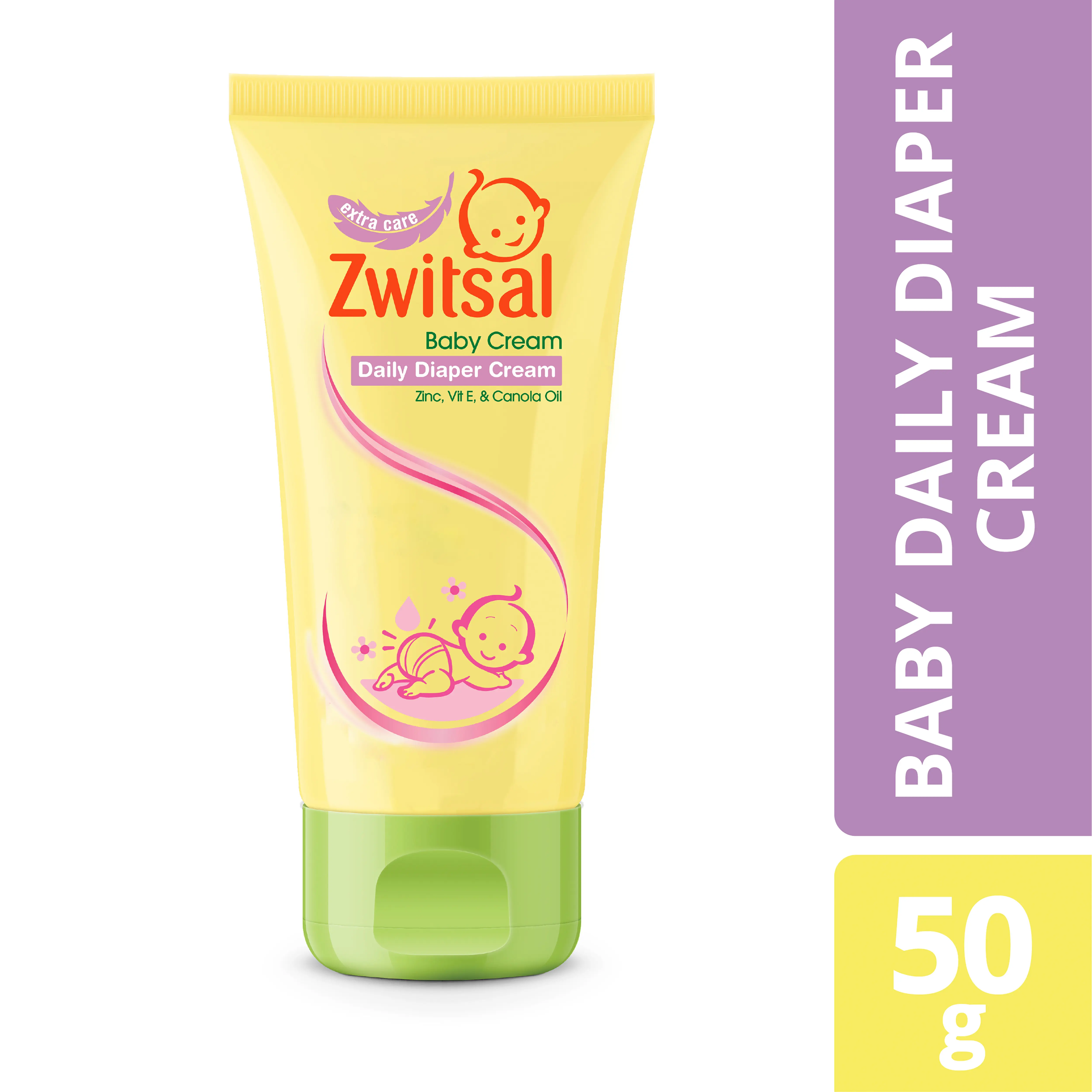 ZWITSAL Baby Lotion Cream Diaper - Baby Cream with Zinc, Vit E, Canola Oil Cegah Iritasi & Redakan Ruam pada Bayi 50g