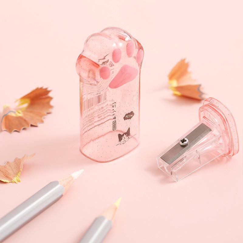 Random Color Cute Cat Paw Design Pencil Sharpener, 2 Counts Portable Multipurpose Student Pencil Sharpener, Stationery Supplies for Home School Office, Art Supplies 5