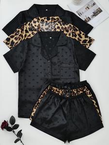 Conjunto de pijama para mujer, Conjunto de pijama cómodo para ropa de hogar, Camisa con botones de manga corta y pantalones cortos con cintura elástica Conjunto de pijama, Ropa de dormir para mujer para el verano, Ropa de estar