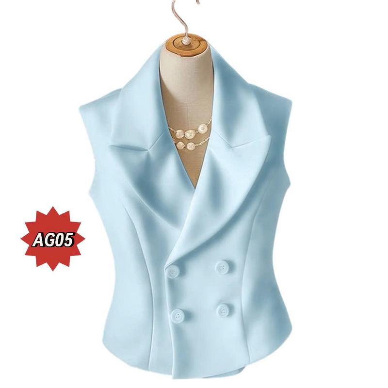 AG05-Áo Gile Nữ Thiết Kế Vest cổ chữ V Sang Trọng Thời Thượng Che Khuyết Điểm 7