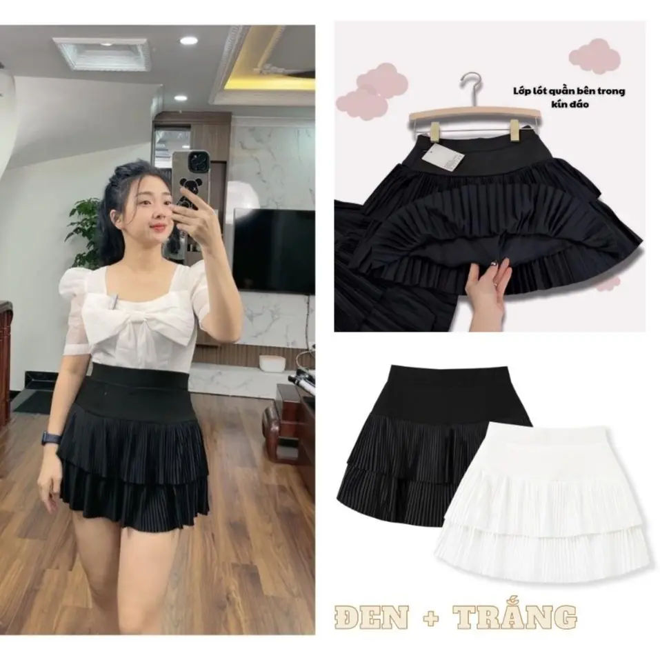 Váy Hai Tầng [Có Big Size] Umi Cạp Chun Bản To, Eo Cao Che Khuyết Điểm  Nữ  Women