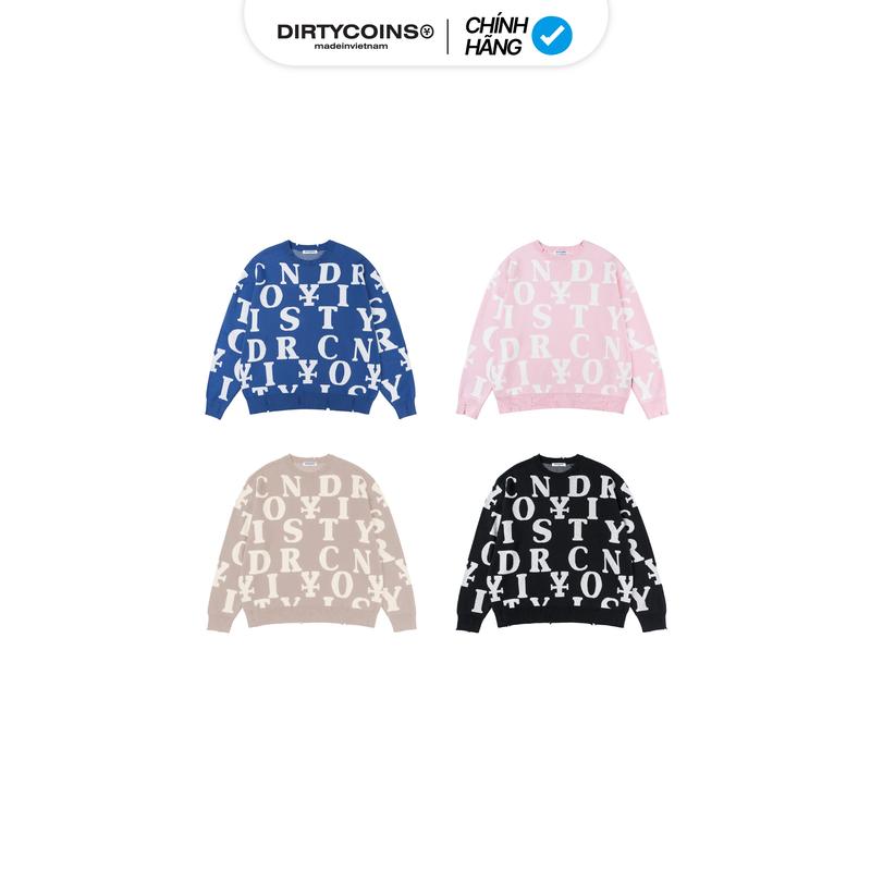  Áo Khoác Dirty Coins Letters Monogram Knit Sweater Nam Menswear 