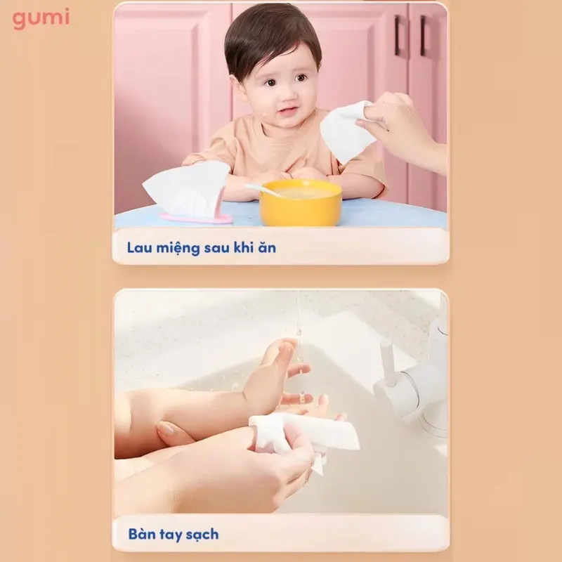 Combo 10 Gói Khăn Ướt GUMI Kid Phiên Bản Mới Có Thêm Công Nghệ Nano Giá Không Đổi, Bịch Khăn Ướt 100 Tờ, An Toàn Cho Bé GUGM-012 2