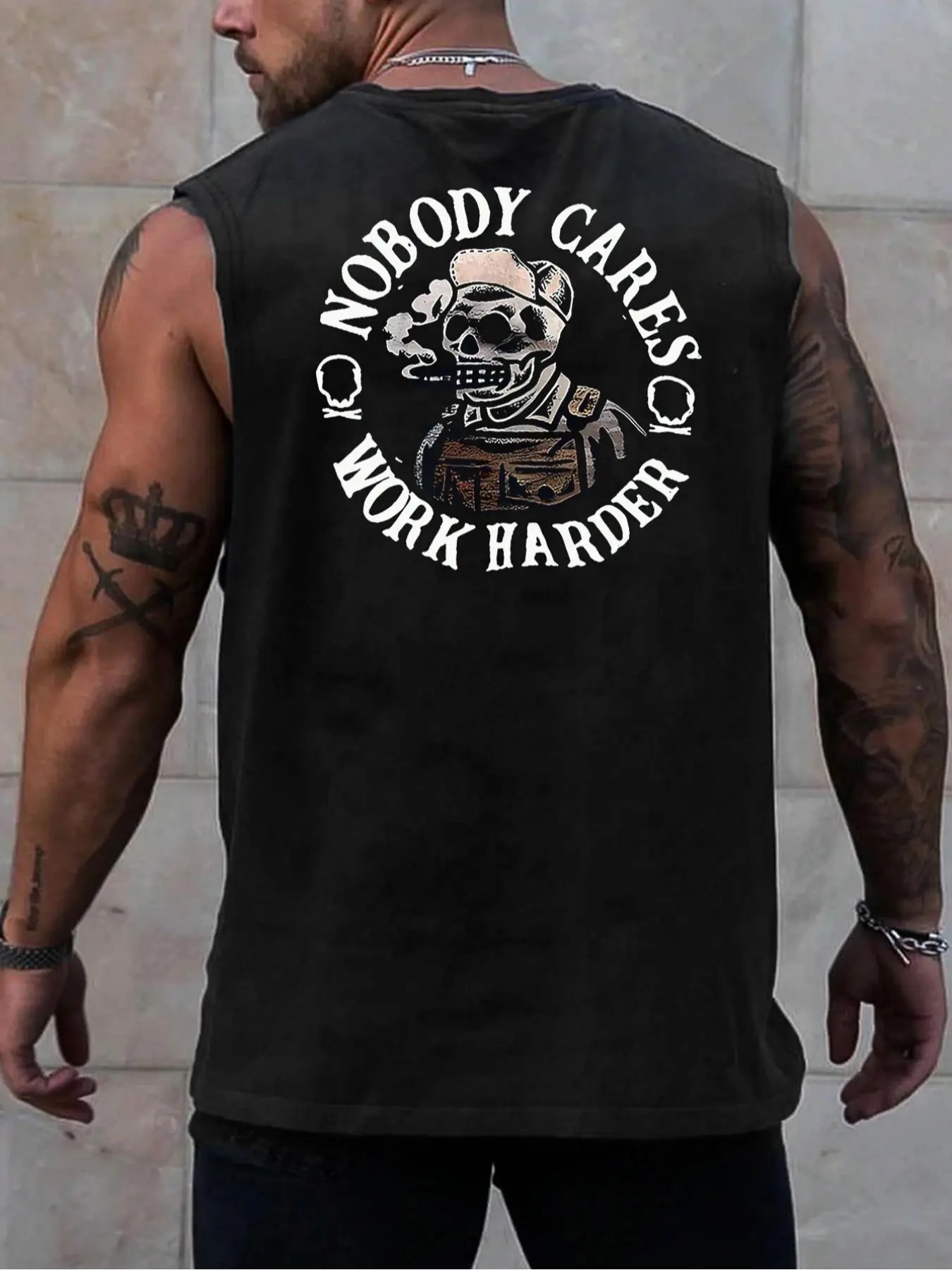 Men's Letter & Skeleton Print Tank Top, Regular Fit Casual Sleeveless Vest for Summer, Men's Top for Daily Wear