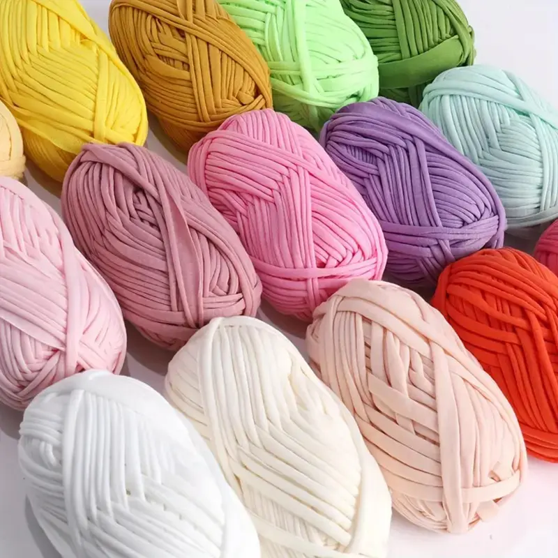100g Premium Polyester T-shirt Fabric Yarn, 1 Piece Crochet & Knitting Yarn, Ideal for DIY Projects, T-shirts, Slippers & Baskets, Chunky Yarn, Variegated Yarn 0